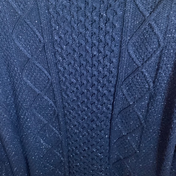 NWT Land’s End Women’s Blue Sparkle Crew Neck Sweater - Picture 3 of 8